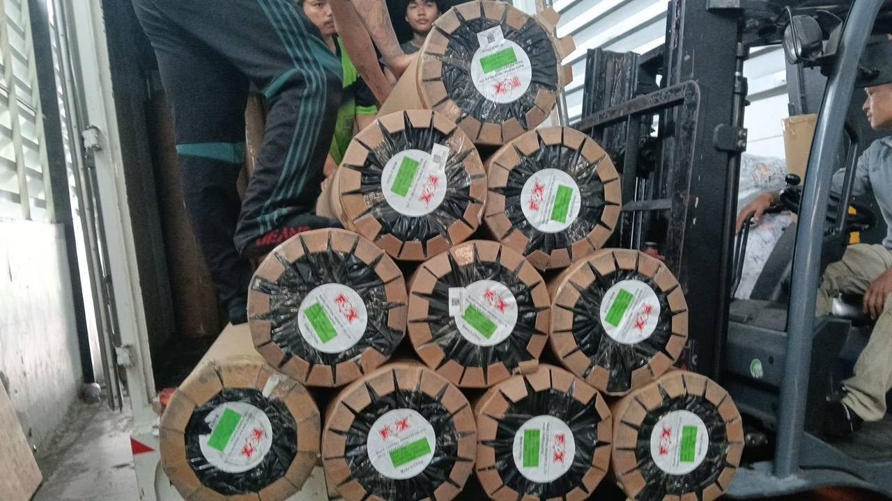 Rolls of sublimation transfer paper held in stock