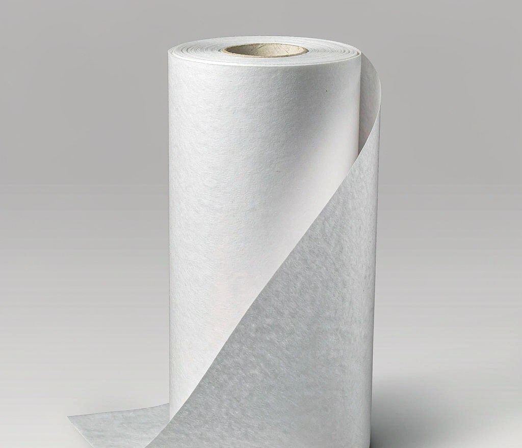 Roll of sublimation transfer paper with a partially unrolled sheet