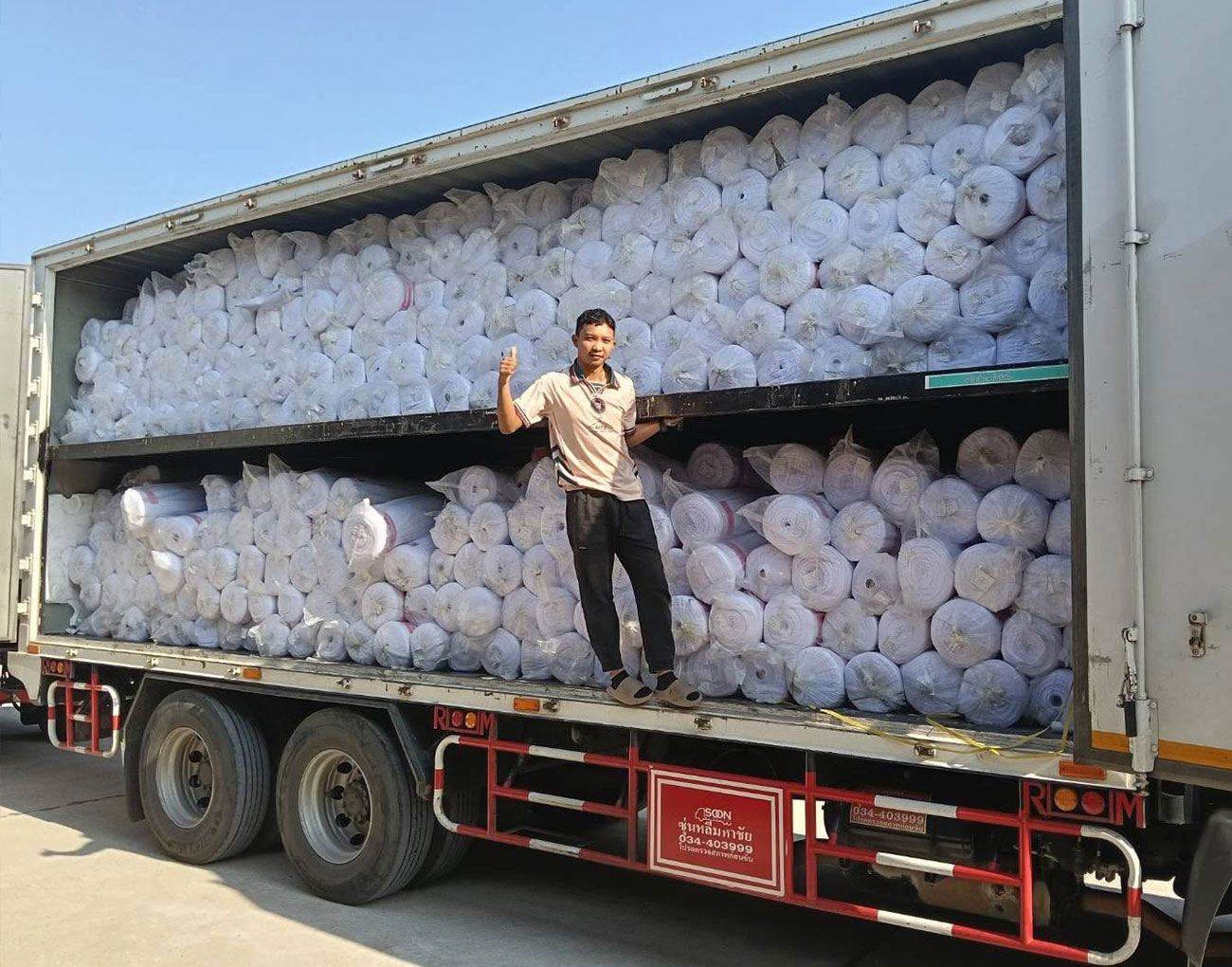 Printed textile rolls in production